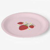 ストロベリーベビーシャワープレート |ピンク ペーパープレート (アングル)