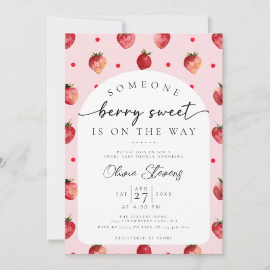 ストロベリーベビーシャワー招待状 |ベリースウィート 招待状 (正面)