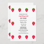 ストロベリーベビーシャワー非常にベリー甘いベビーガール 招待状 (正面/裏面)