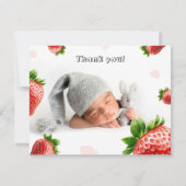 ストロベリーベビーシャワー – サンキューカード 出欠カード (正面)