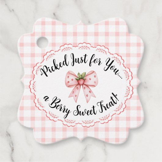 ストロベリーベビーシャワー – メッセージカード フェイバータグ (正面)