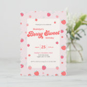 ストロベリーベリースイーツ誕生日サマー招待状 招待状 (スタンド正面)