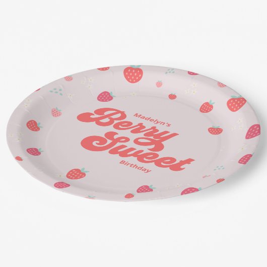 ストロベリーベリースイーツ誕生日サマー ペーパープレート (アングル)
