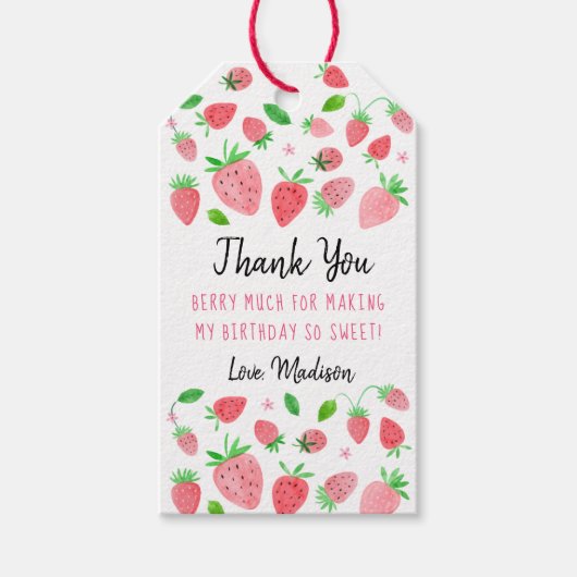 ストロベリーベリースイーツ誕生日サンキューユユー ギフトタグ (正面)