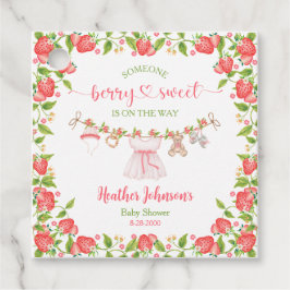 ストロベリーベリースイートクロザラインベビーシャワー フェイバータグ