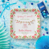 ストロベリーベリースイートクロザラインベビーシャワー ペーパープレート (パーティー)