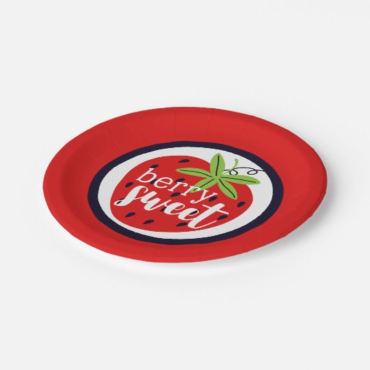 ストロベリーベリースイート誕生日ベビーガールキッズ ペーパープレート (アングル)