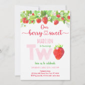 ストロベリーベリースウィートセカンド誕生日 招待状 (正面)