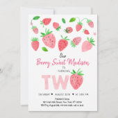 ストロベリーベリースウィートセカンド誕生日 招待状 (正面)