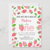 ストロベリーベリースウィートファースト誕生日 招待状 (正面)