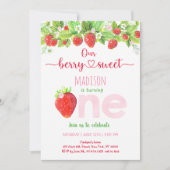 ストロベリーベリースウィートファースト誕生日 招待状 (正面)