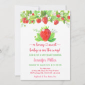 ストロベリーベリースウィートフローラベビーシャワー 招待状 (正面)