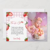 ストロベリーベリースウィート誕生日サンキューカード 案内状 (正面)