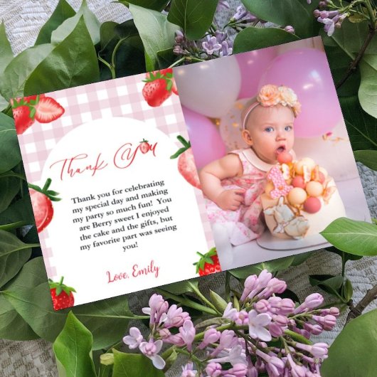 ストロベリーベリースウィート誕生日サンキューカード 案内状