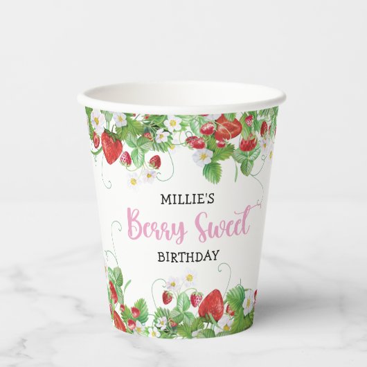 ストロベリーベリースウィート誕生日 紙コップ (正面)