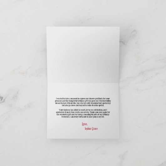 ストロベリーベリースウィート1st誕生日パーティー サンキューカード (内部)