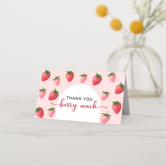 ストロベリーベリーファースト誕生日サンキューカード プレイスカード (正面)