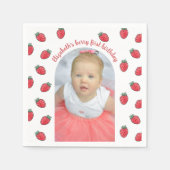 ストロベリーベリーファースト誕生日フォトアーク スタンダードカクテルナプキン (正面)