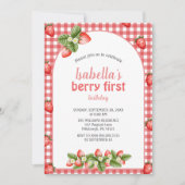 ストロベリーベリーファースト誕生日ベリーウェート 招待状 (正面)