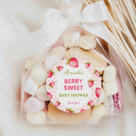 ストロベリーベリー明るい赤紫色ベビーシャワーありがとう ラウンドシール