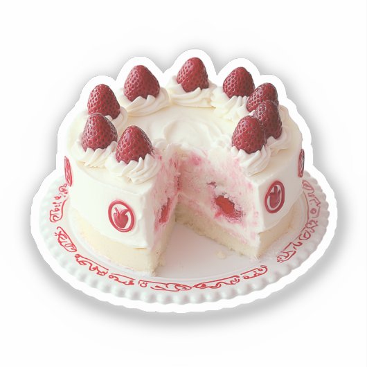 ストロベリーホイップクリームケーキ シール (正面)