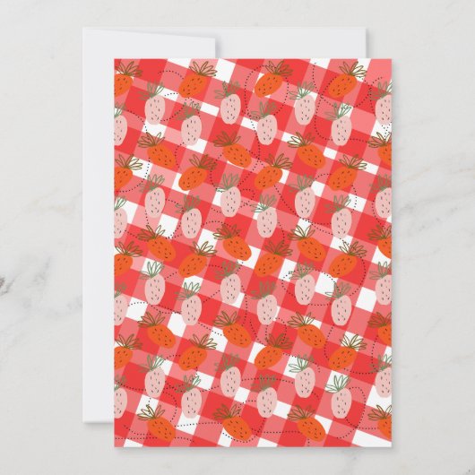 ストロベリーホワイトピンクドードルバースデーパーティー 招待状 (裏面)