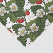 ストロベリーホワイトフラワーグリーンリーフフローラプリント 薄葉紙 (詳細)