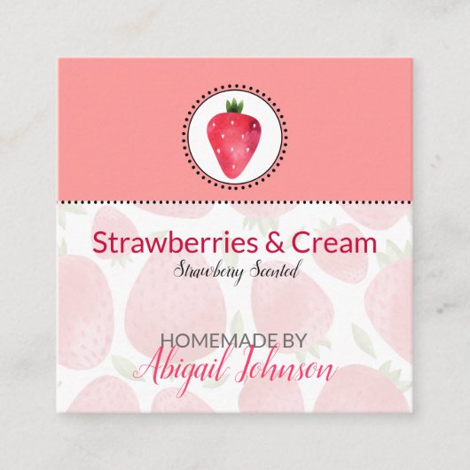 ストロベリーホームメイドバス&体ラベル |ラベル スクエア名刺 (正面)
