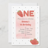 ストロベリーポルカドット ワン 招待状 (正面)