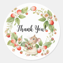 ストロベリーマウス赤ちゃんシャワー – サンキューカード ラウンドシール