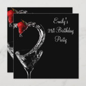 ストロベリーマルティーニカクテルバースデーパーティー 招待状 (正面/裏面)