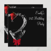 ストロベリーマルティーニカクテルバースデーパーティー 招待状 (正面/裏面)