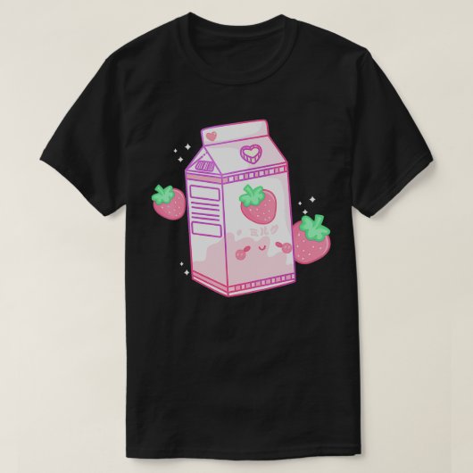 ストロベリーミルクシェイクかわいい Tシャツ (デザイン正面)