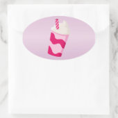 ストロベリーミルクシェイク 楕円形シール (バッグ)