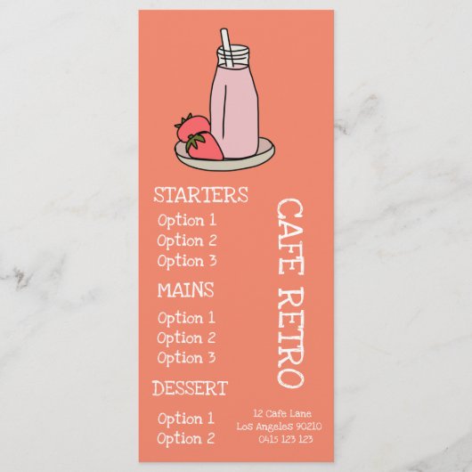 ストロベリーミルクシェイレトロカフェ メニュー (正面)