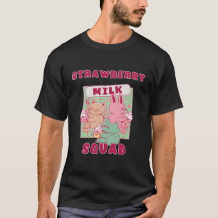 ストロベリーミルクスクワッドキャットラビットカエルいちごS Tシャツ