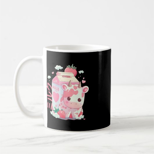 ストロベリーミルクミルクシェイクカウカートンカートンかわいいかわいいJ コーヒーマグカップ (左)