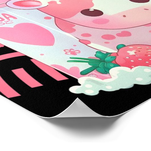 ストロベリーミルクミルクシェイクカウカートンカートンかわいいかわいいJ ポスター (角)