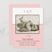 ストロベリーモノグラム写真誕生のお知らせ 案内ポストカード (正面/裏面)