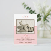 ストロベリーモノグラム写真誕生のお知らせ 案内ポストカード (スタンド正面)