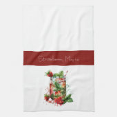 ストロベリーモヒト赤と白ト キッチンタオル (縦)