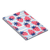 ストロベリーラインアート：甘いシームレスパターン ノートブック (右側)