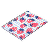 ストロベリーラインアート：甘いシームレスパターン ノートブック (左側)