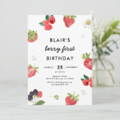 ストロベリーラズベリー第一女子1st誕生日 招待状 (スタンド正面)