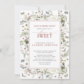 ストロベリーラブイズベリースイートレッドブライダルシャワー 招待状 (正面)