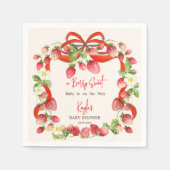 ストロベリーリボン弓コケットベビーシャワー スタンダードカクテルナプキン (正面)