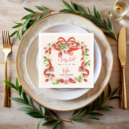 ストロベリーリボン弓コケットベビーシャワー スタンダードカクテルナプキン