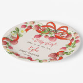 ストロベリーリボン弓コケットベビーシャワー ペーパープレート (アングル)