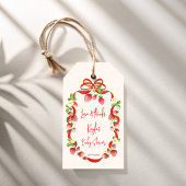 ストロベリーリボン弓コケット赤ちゃんシャワーのお願い ギフトタグ