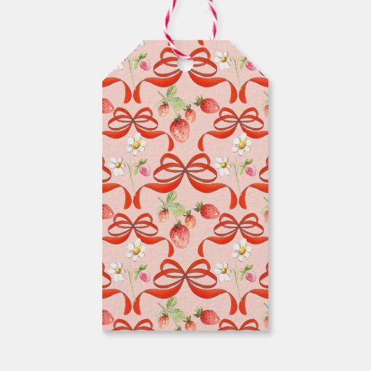 ストロベリーリボン弓コケット赤ちゃんシャワーのお願い ギフトタグ (裏面)